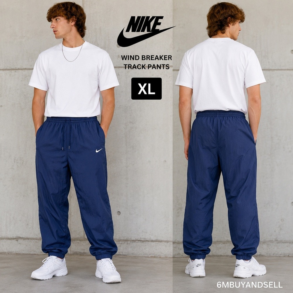 Vintage Nike Windbreaker Track Pants Navy Blue Nylon Baggy XL RN 56323 CA 05553